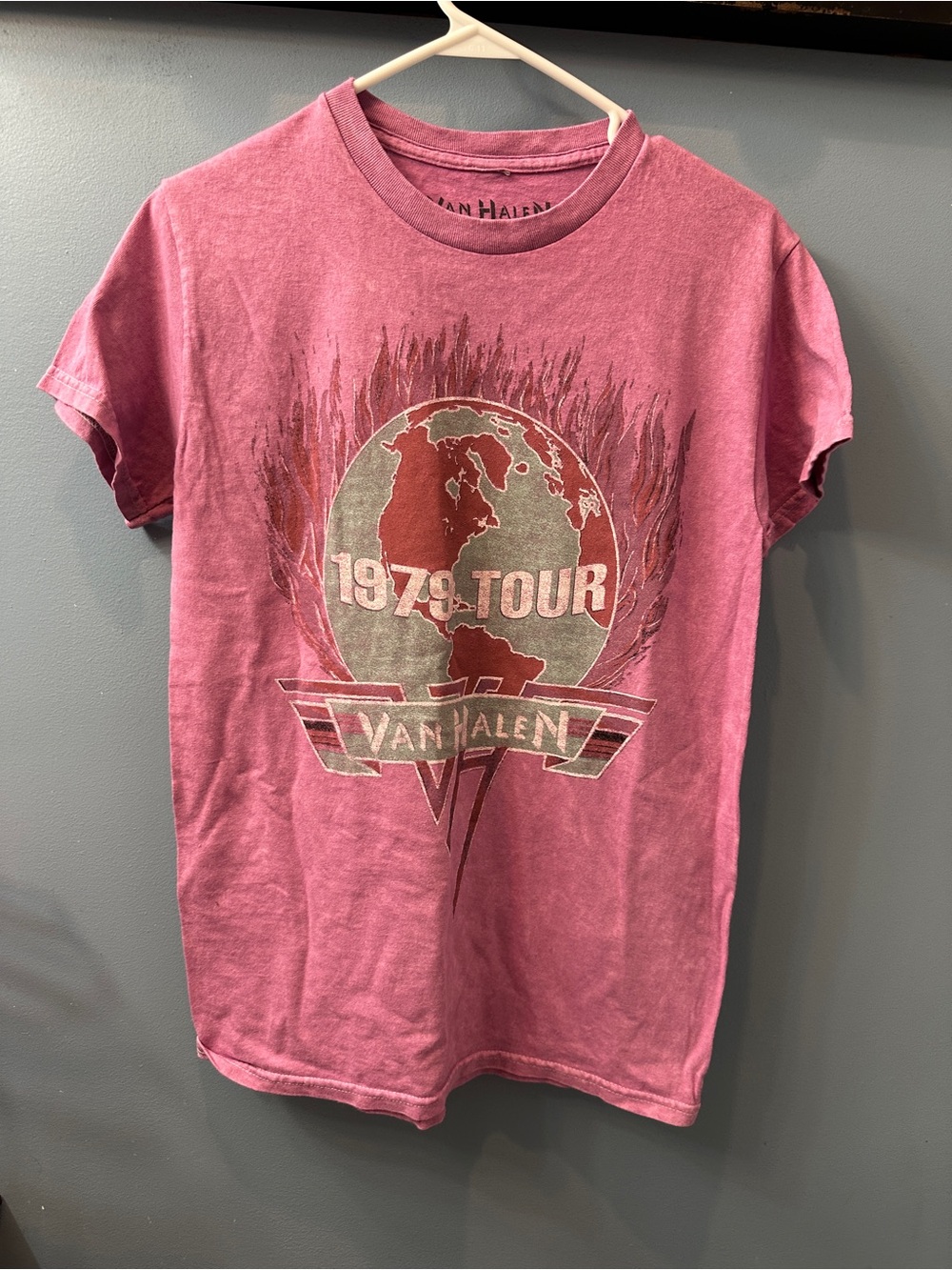 Van Halen Band Tee 1979 World Tour Unisex Small Officially Livened Pink Wash